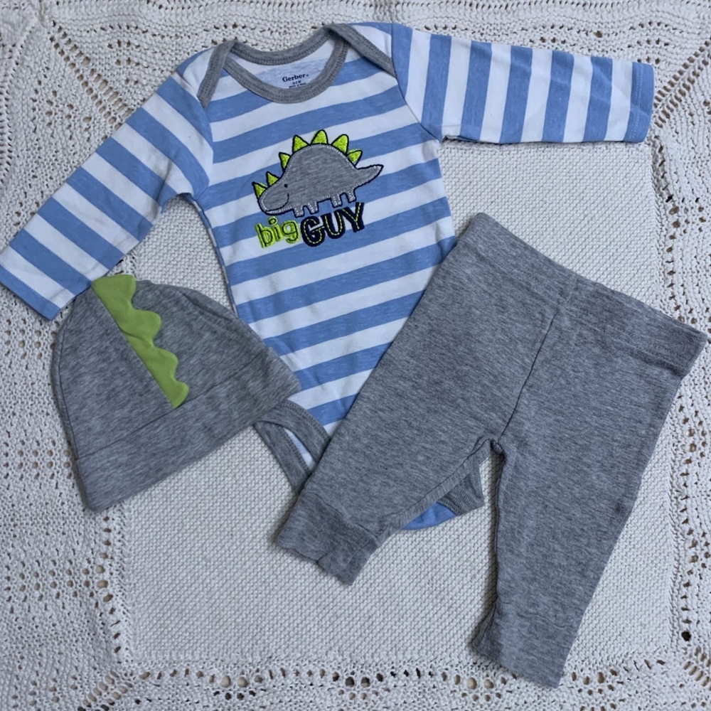 Gerber 3 Piece Newborn Din, “Big Guy”, Outfit NWOT